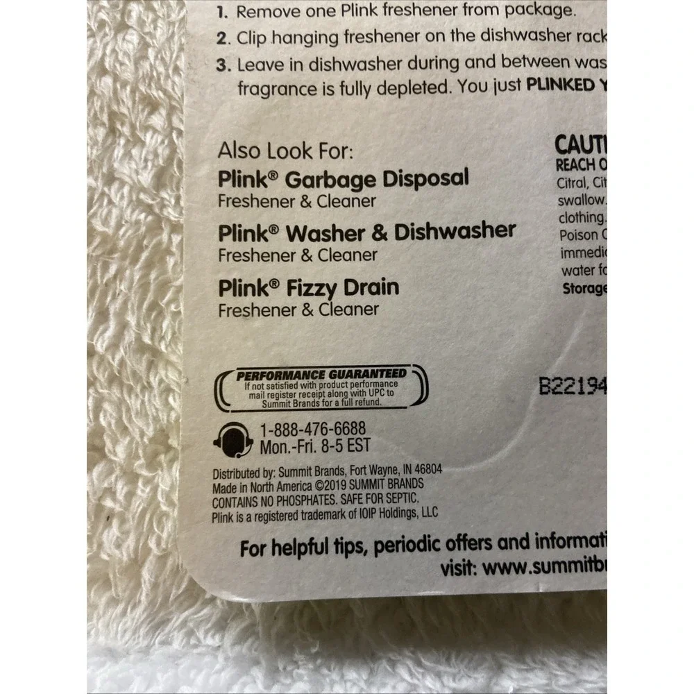 Plink Dishwasher Freshener Rinse Aid 2 Pack Fresh Lemon Deodorizer Household NIP